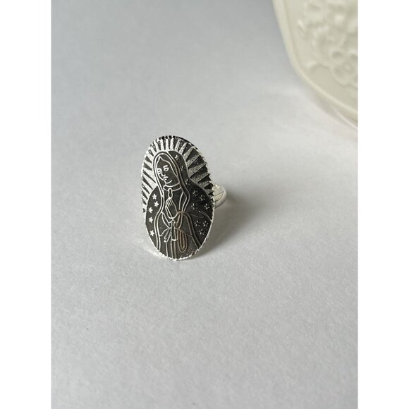 independent Jewelry - Virgin of Guadalupe Ring 925 Sterling Silver Size 10 Mexican Devotional Jewelry